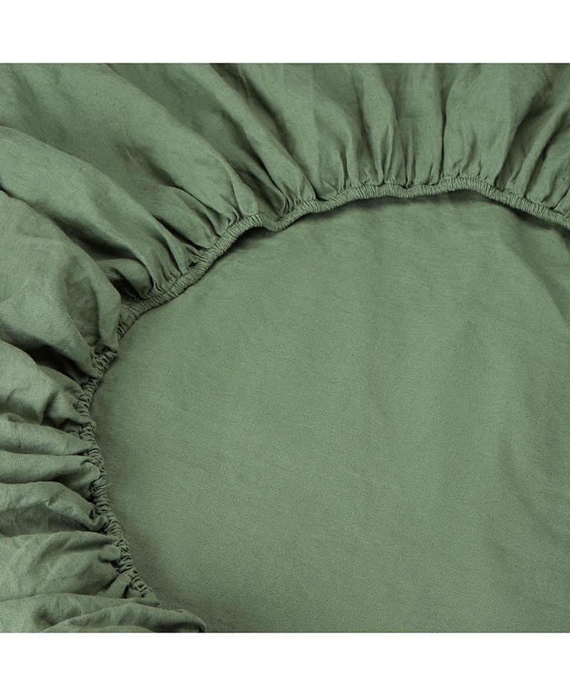 Piglet In Bed Linen Blend Fitted Sheet, Twin In Green