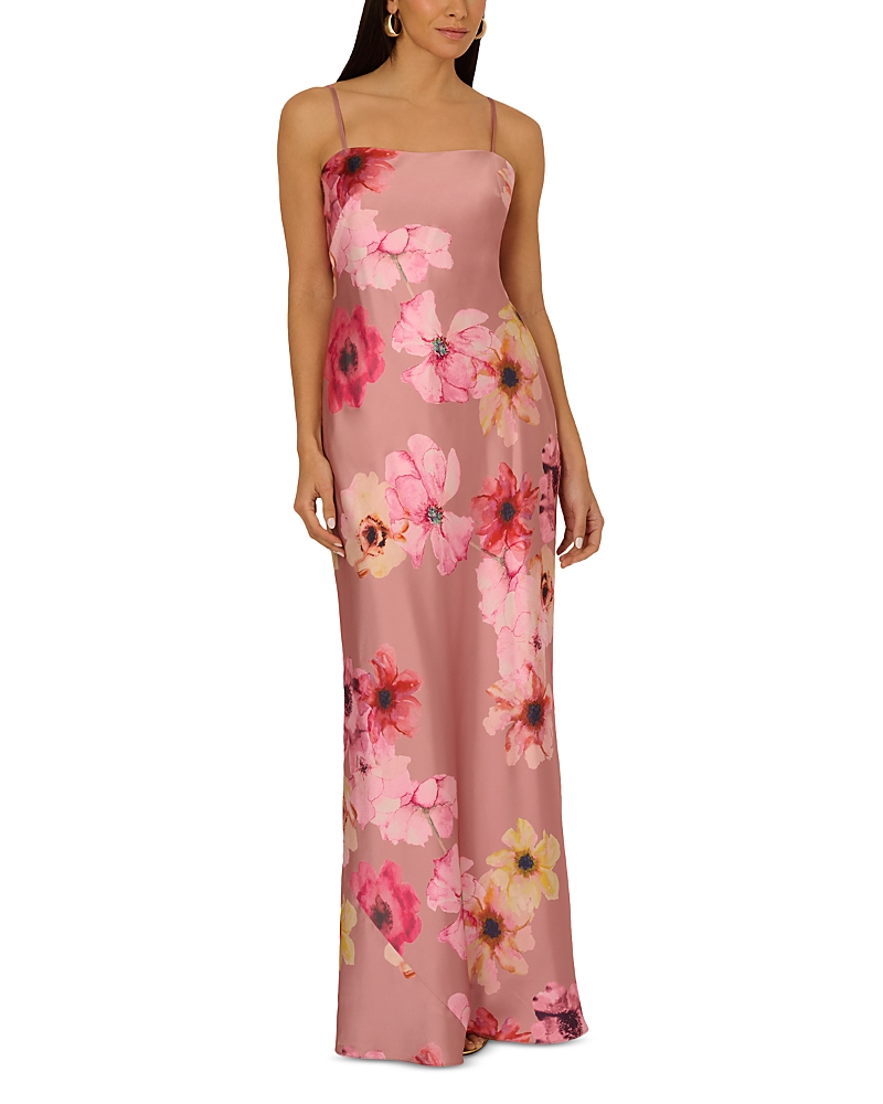Adrianna By Adrianna Papell Liv Foster Printed Sateen Gown In Multi