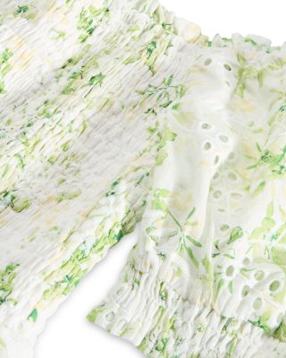 Girls' Cotton Voile Eyelet Print Top, Big Kid - Exclusive