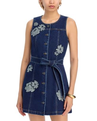 floral and denim dress Indigo Safari with Precision Cut Skirt 26 Medium Cinq  Sept Cinq a