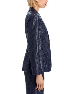 Embroidered Faux Leather Blazer