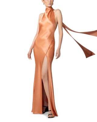 Penelope Satin Halter Neck Gown