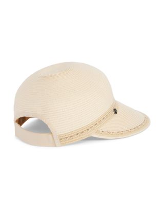 Woven Trim Wide Brim Sun Cap