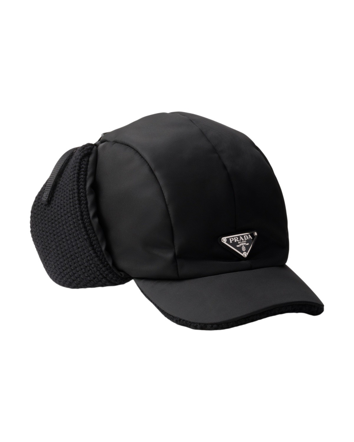 Prada Re-Nylon and Wool Trapper Hat in Black