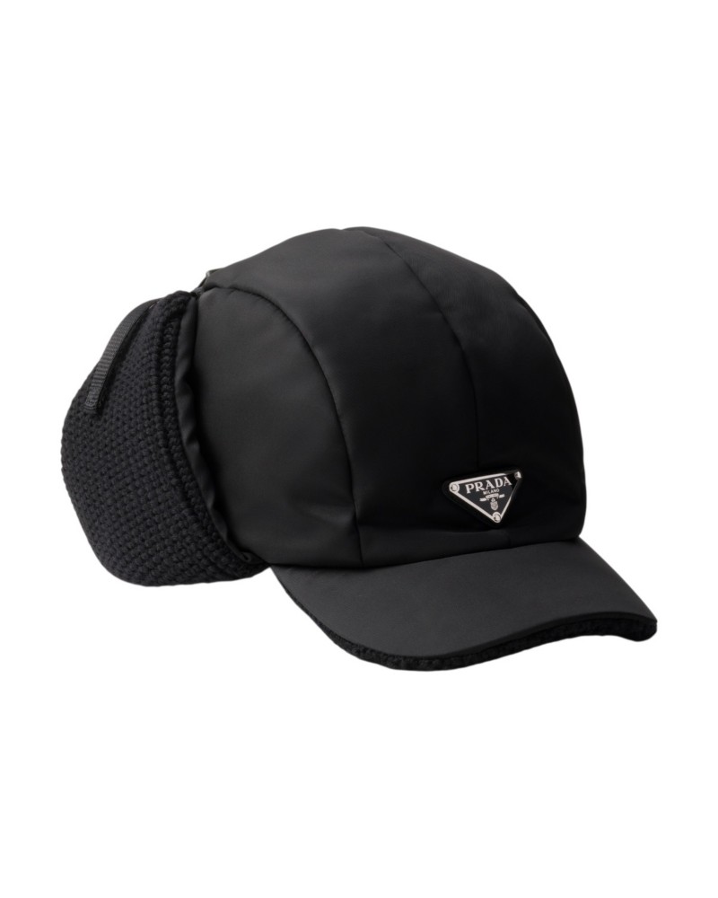 Prada Re-Nylon and Wool Trapper Hat in Black
