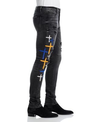 Bryant Distressed Skinny Jeans in Charcoal Drift