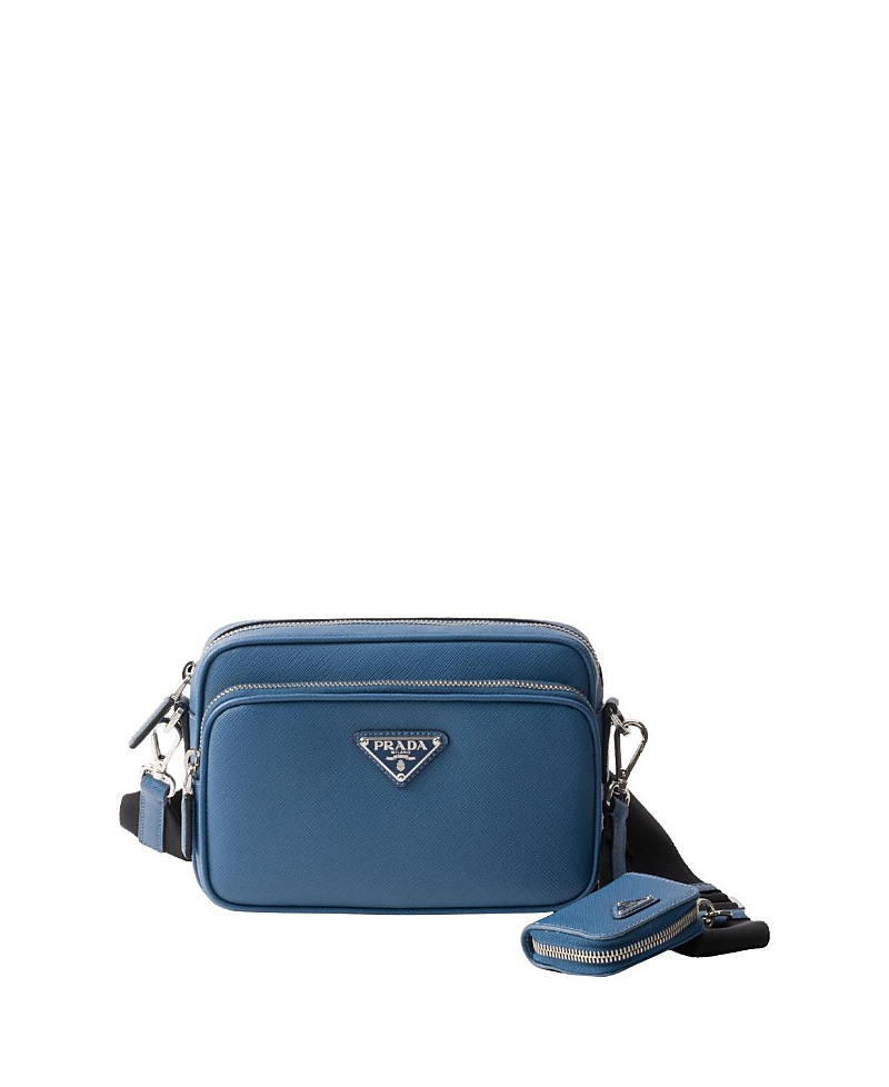 Prada Enamel Triangle Logo Attached Pouch Shoulder Bag