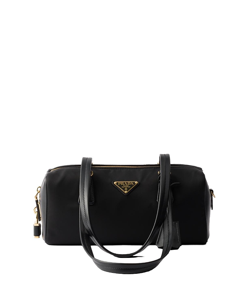 Prada Re-nylon And Leather Medium Top-handle Bag With Padlock