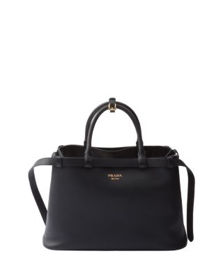 Buckle Medium Leather Handbag with Double Belt