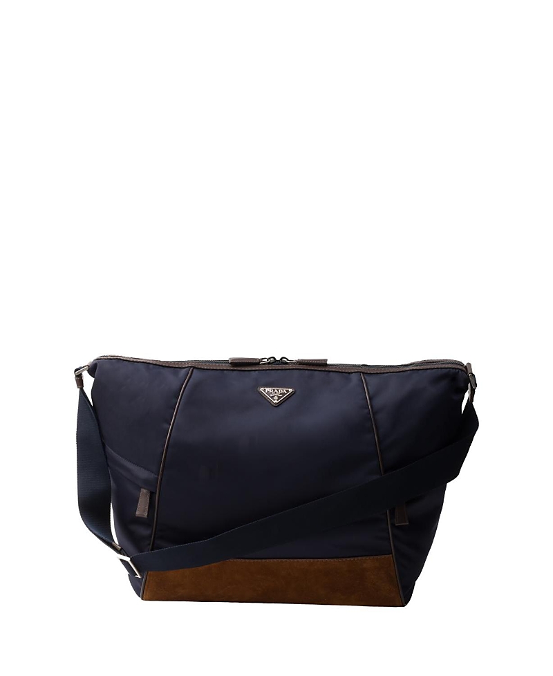 Prada Re-nylon And Leather Shoulder Bag In Blue