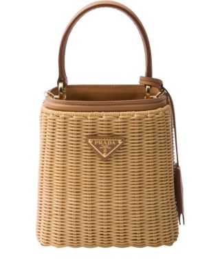 Prada Mini Wicker and Leather Prada Panier Bag | Bloomingdale's