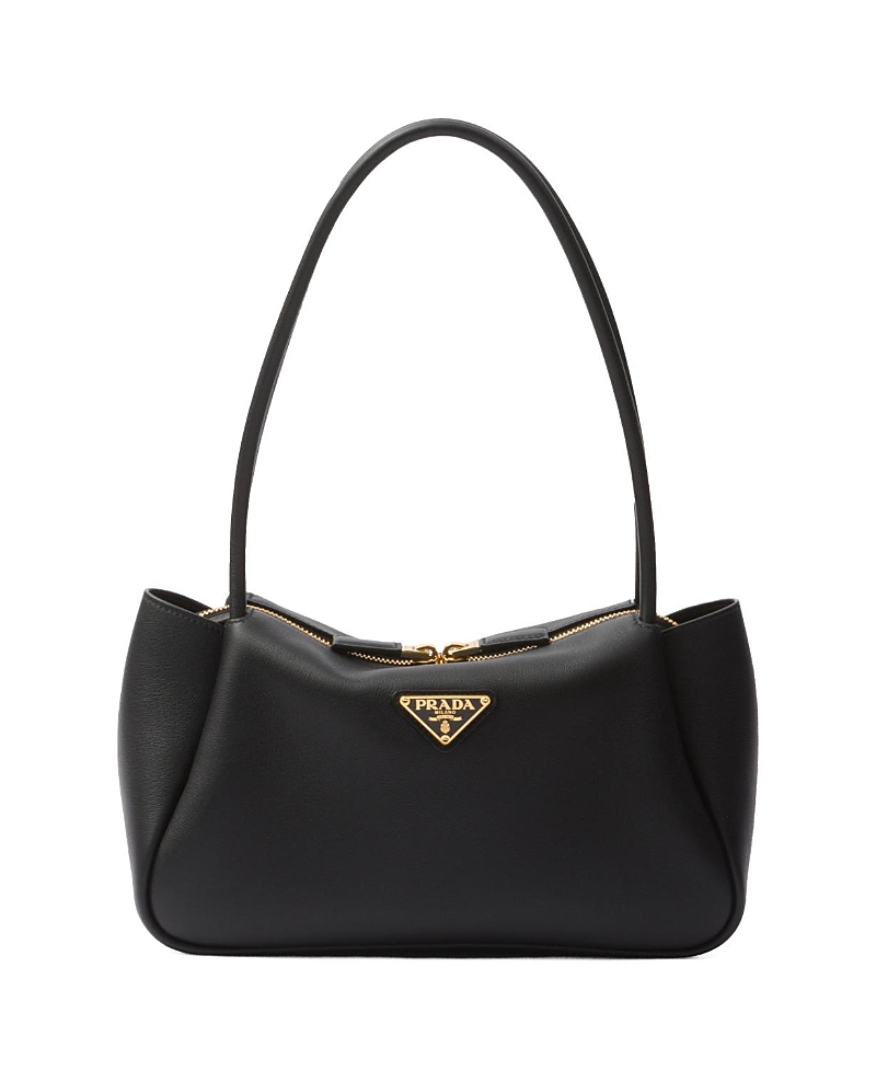 Prada Medium Zip Grain Leather Shoulder Bag
