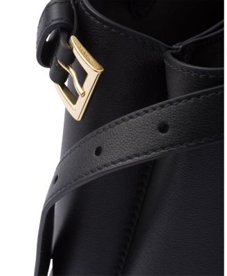 Buckle Small Leather Handbag with Double Belt