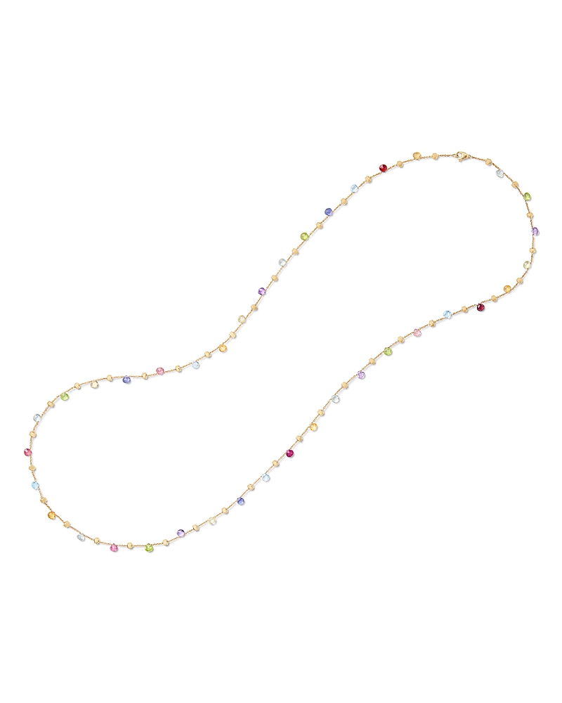 MARCO BICEGO 18K YELLOW GOLD PARADISE MULTI GEMSTONE & TEXTURED BEAD LONG STATEMENT NECKLACE, 36
