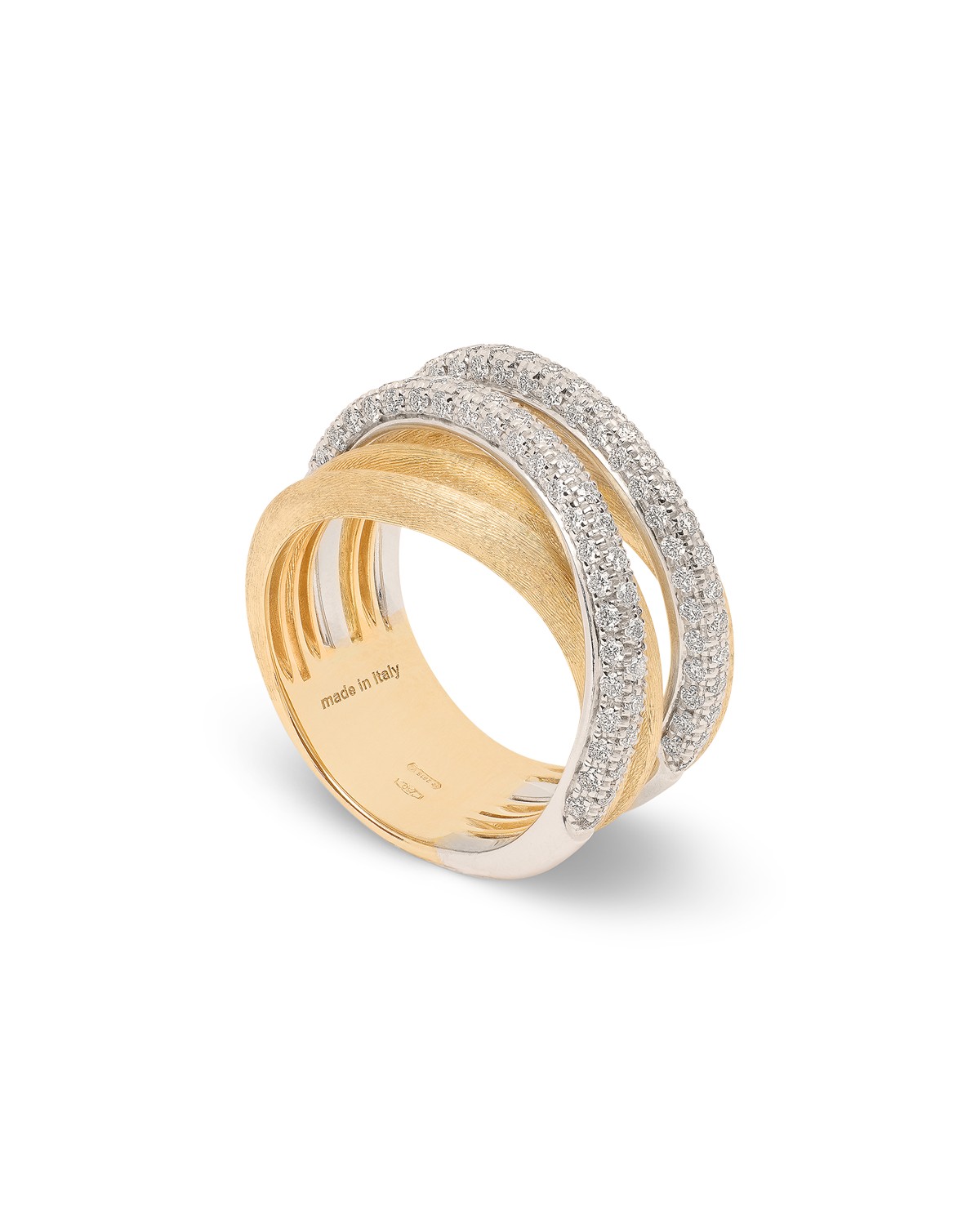 18K White & Yellow Gold Jaipur Gold Alta Diamond Five Row Crossover Ring