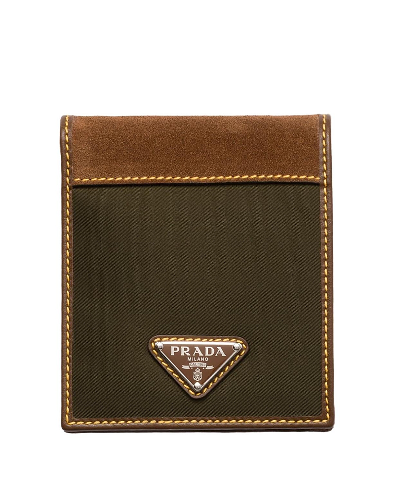 Prada Re-nylon And Leather Wallet In Green
