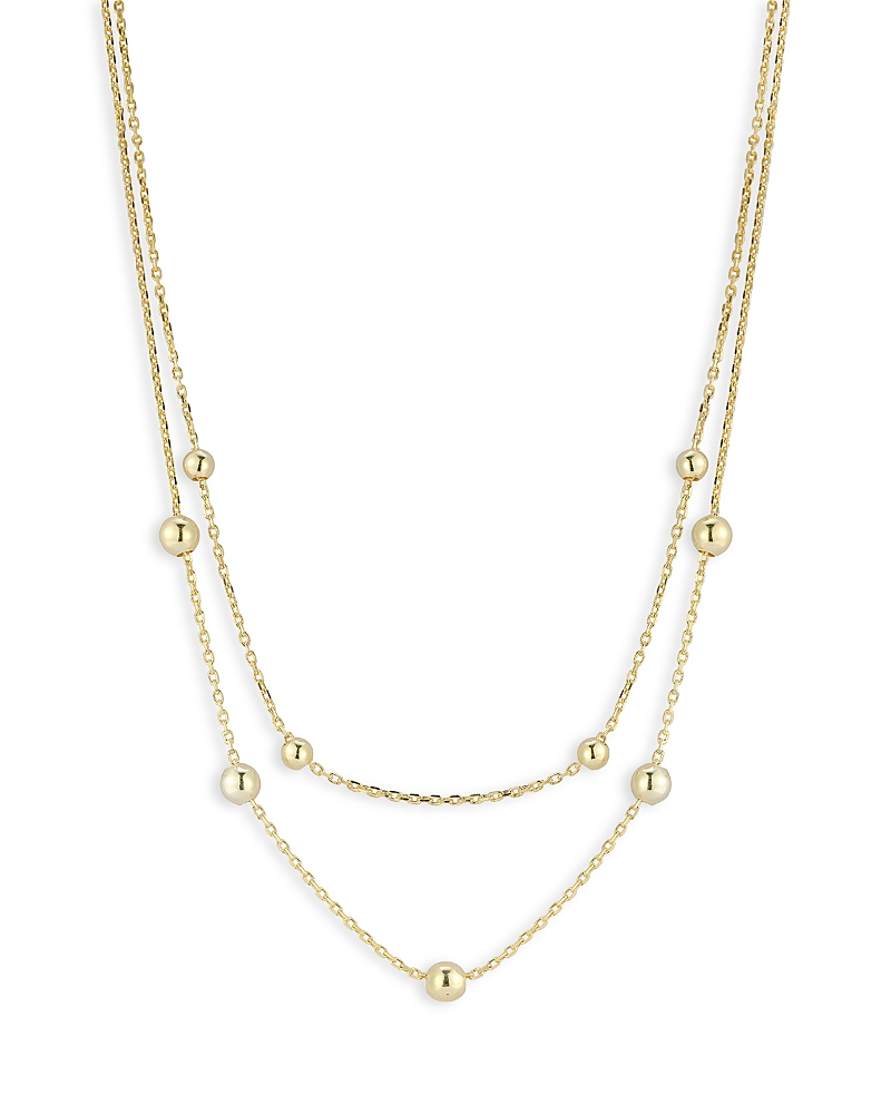AQUA DOUBLE LAYER BALL NECKLACE, 16-18- EXCLUSIVE