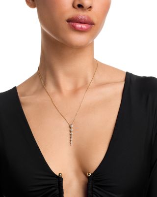Diamond Honeycomb Bezel Linear Pendant Necklace in 14K Yellow Gold, 0.5 tcw