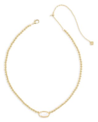 Elisa Gold Ivory Mother of Pearl Beaded Necklace, 14.5"-18.5"