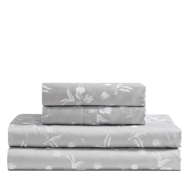 Calvin Klein White Flowers 300 Thread Count Sateen Sheet Set