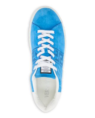 Men&#39;s Embroidered La Greca Suede Sneakers