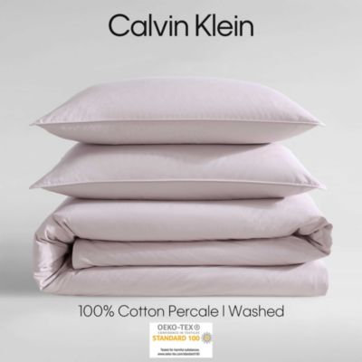 Washed Percale Cotton 3 Piece Duvet Cover Set, King