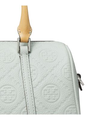 T Monogram Embossed Leather Satchel