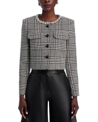 Houndstooth Crystal Trim Jacket