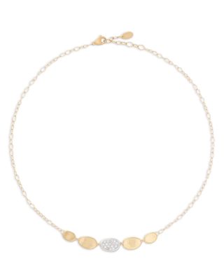 18K White & Yellow Gold Lunaria Diamond Petal Collar Necklace, 16.5-18"