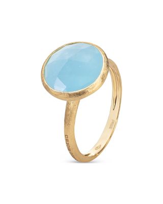 18K Yellow Gold Jaipur Color Aquamarine Medium Bezel Ring