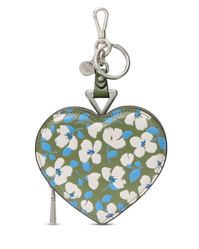 Liv Painterly Bouquet Embossed Leather Heart Coin Purse Bag Charm
