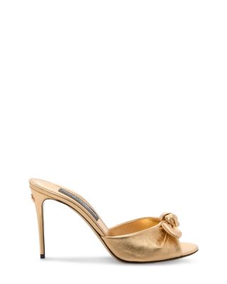 Women's Metallic Leather Bow High Heel Sandals