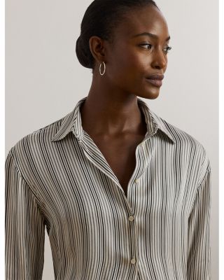 Relaxed Fit Striped Satin Shirt