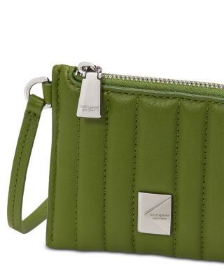 Deco Quilted Leather Coin Card Case Wristlet