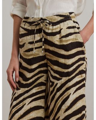 Zebra Print Linen Wide Leg Pant