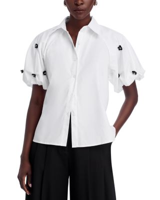 Nancy Yang - Embellished Bubble Sleeve Top