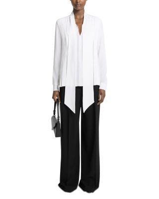 Michael Kors Collection - Silk Tie Neck Pleated Blouse