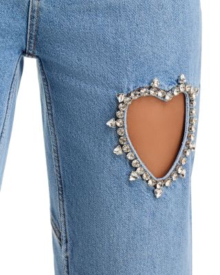 Crystal Heart Jeans in Light Blue