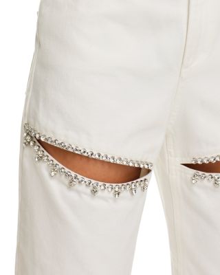 Crystal Slit Jeans in White