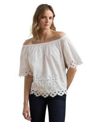 Ralph Lauren - Eyelet Cotton Off The Shoulder Blouse