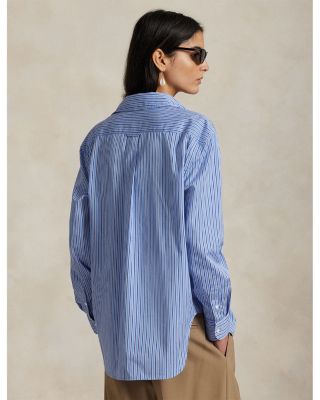 Oversize Fit Striped Cotton Shirt