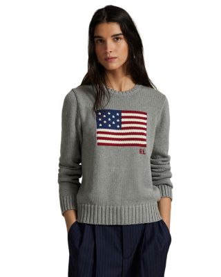 American Flag Cotton Crewneck Sweater
