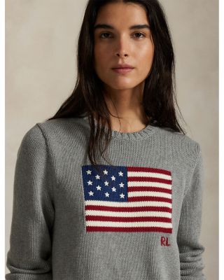 American Flag Cotton Crewneck Sweater