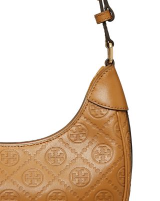 T Monogram Leather Crescent Bag