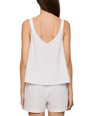 Linen Blend V Neck Camisole Pajama Top