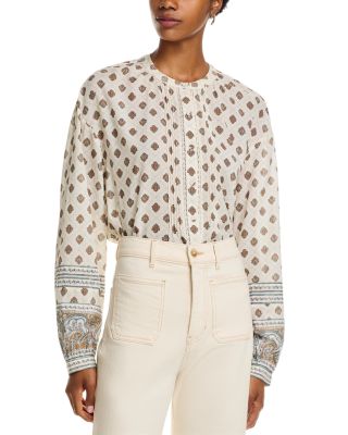 Lollie Printed Pintuck Blouse