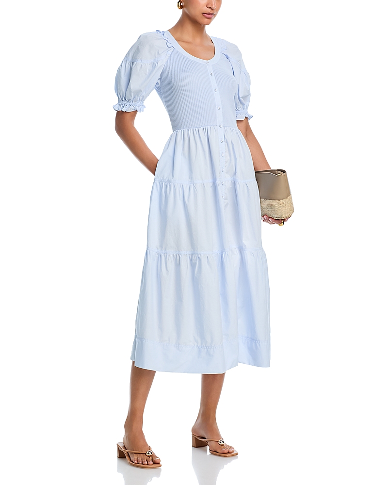 Aqua Poplin Jersey Midi Dress - Exclusive