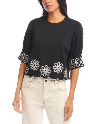 Karen Kane - Embroidered Scallop Top