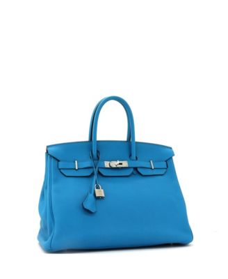 Birkin 35 Handbag Blue Togo with Palladium Hardware