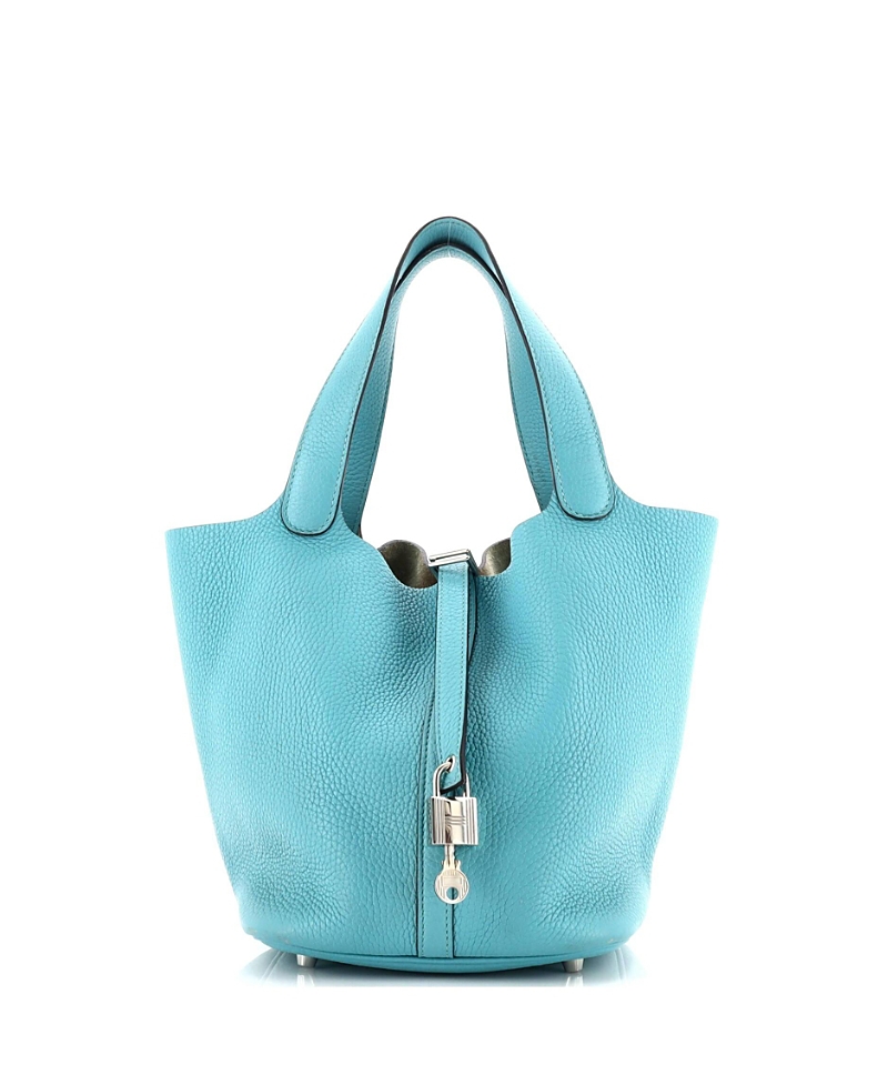 Pre-owned Pre-owned Hermes Hermes Mm Picotin Lock Bag Clemence In Blue